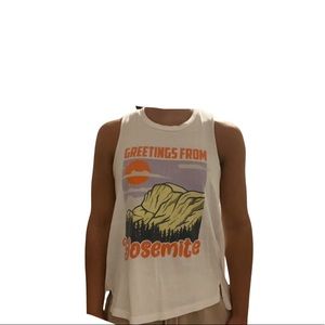 White Greetings From Yosemite Women’s Wanderlux Sleeveless Tank Size Small